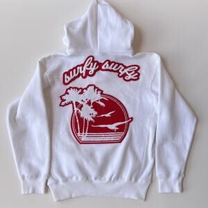 Koza Surfy Surfy Hoodie in White With Red Graphics on Back Size XS